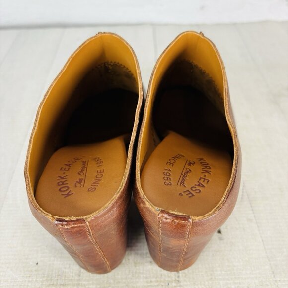 Kork-Ease Original SAGANO Rum Brown Leather Wrapped Block Heel Mules Clog Sz 9 M - Picture 7 of 16